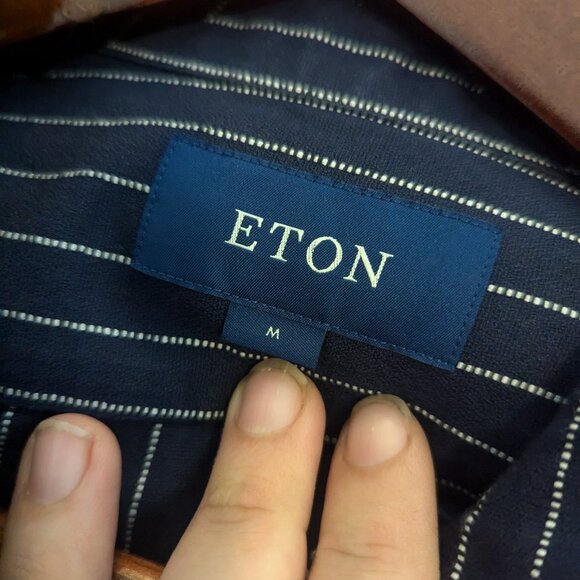 ETON - Striped zipped shirt jacket - Sz M - Picture 5 of 7